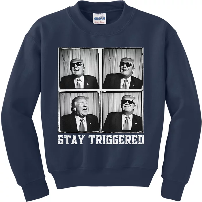 Laughing President Trump Photobooth Stay Triggered Kids Sweatshirt