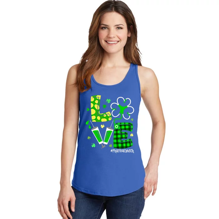 Love Pharmacy Tech Life Lucky Tech St Patricks Day Shamrock Funny Gift Ladies Essential Tank