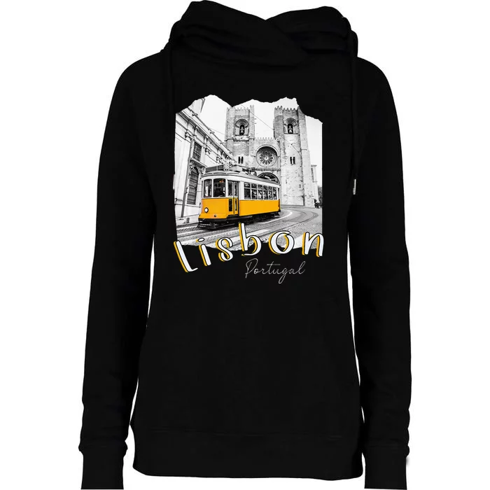 Lisbon Portugal Tram Portuguese Souvenirs Lisboa Lisbon City Womens Funnel Neck Pullover Hood