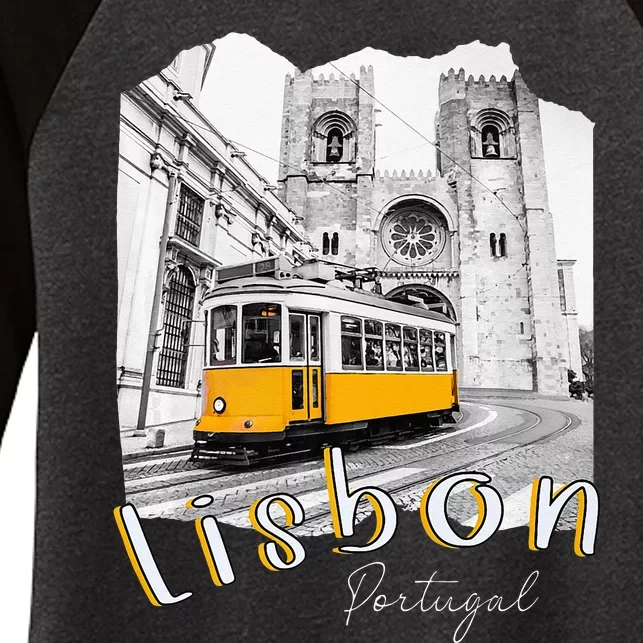 Lisbon Portugal Tram Portuguese Souvenirs Lisboa Lisbon City Women's Tri-Blend 3/4-Sleeve Raglan Shirt