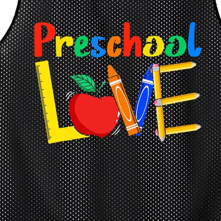 Love Preschool Teacher Back To School Love Teaching Mesh Reversible Basketball Jersey Tank