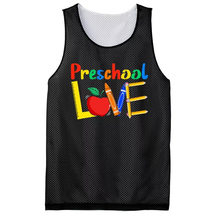 Love Preschool Teacher Back To School Love Teaching Mesh Reversible Basketball Jersey Tank