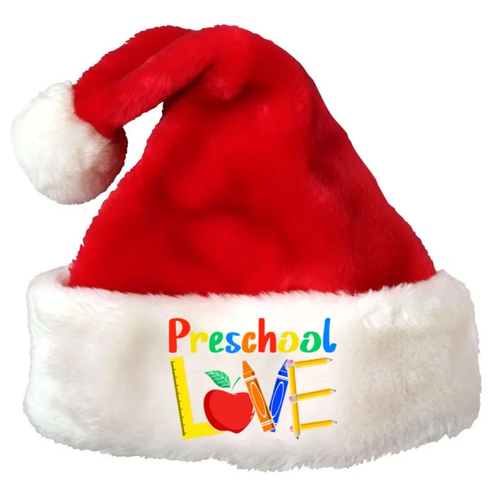 Love Preschool Teacher Back To School Love Teaching Premium Christmas Santa Hat