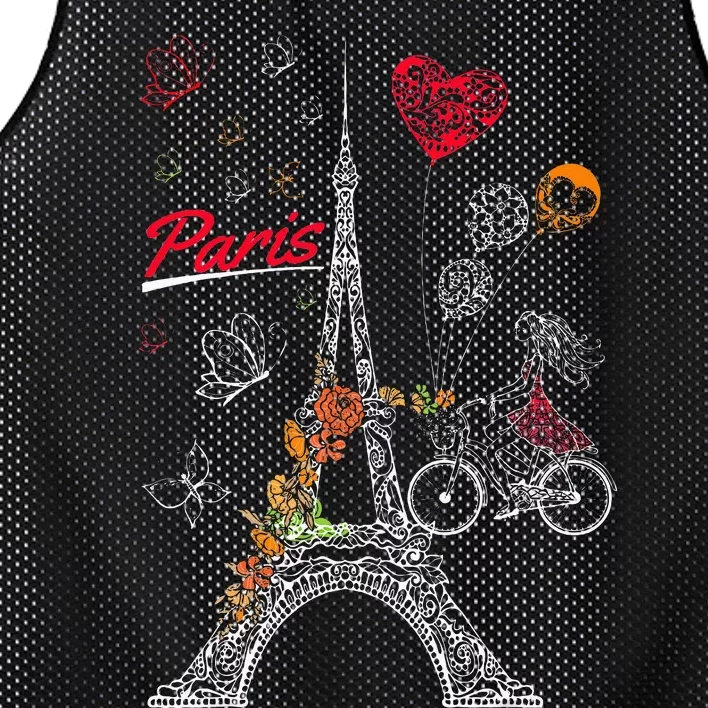 Love Paris Theme Travel France Flower Eiffel Tower Mesh Reversible Basketball Jersey Tank