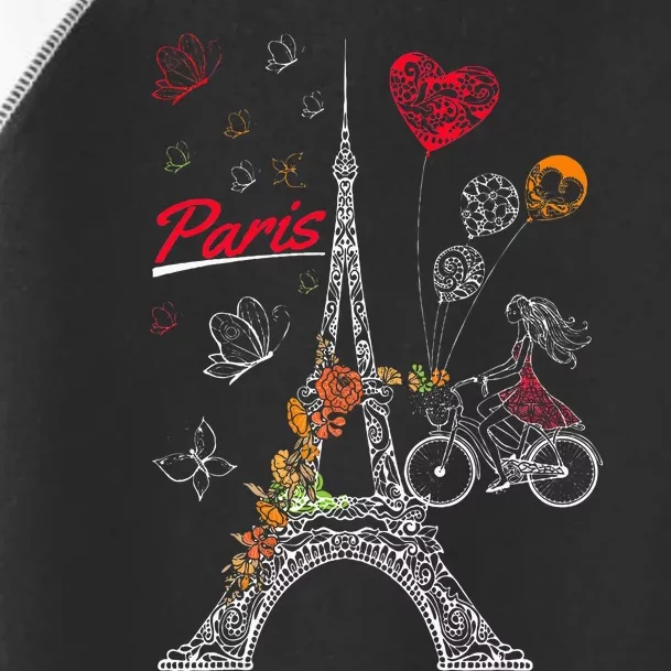 Love Paris Theme Travel France Flower Eiffel Tower Toddler Fine Jersey T-Shirt