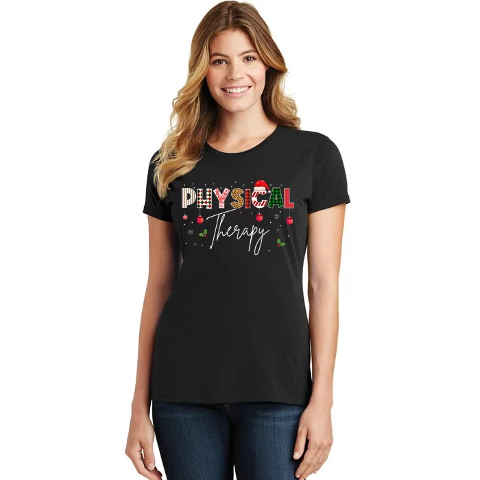 Leopard Physical Therapy Christmas Lights Red Plaid Women's T-Shirt