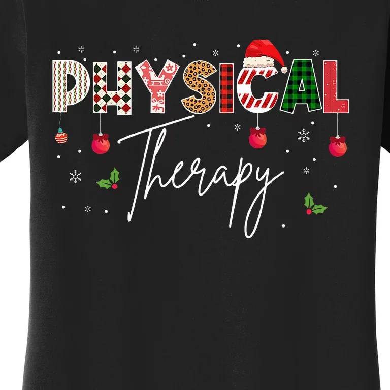 Leopard Physical Therapy Christmas Lights Red Plaid Women's T-Shirt