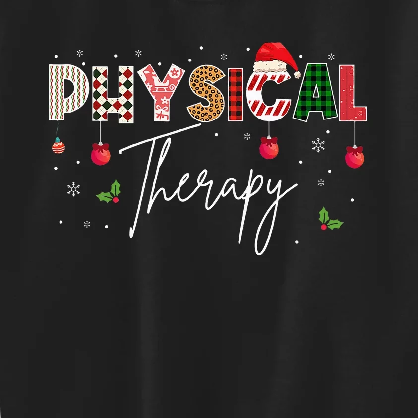 Leopard Physical Therapy Christmas Lights Red Plaid Kids Sweatshirt