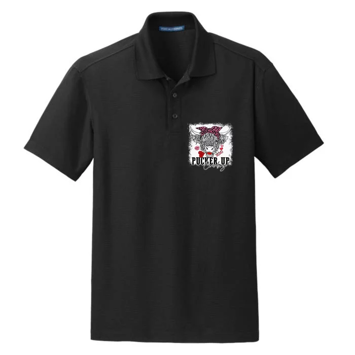 Leopard Pucker Up Cow Highland Cow animal Dry Zone Grid Performance Polo