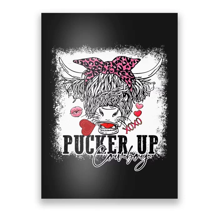 Leopard Pucker Up Cow Highland Cow animal Poster