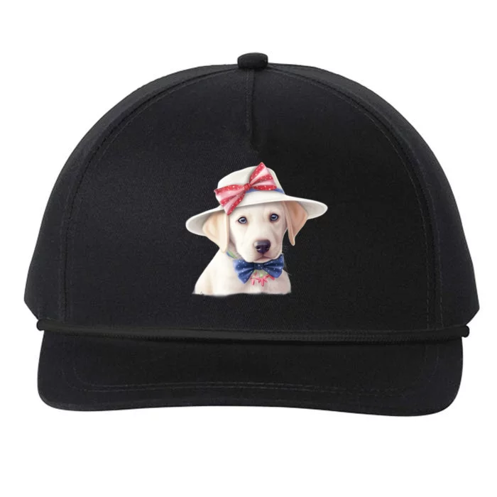 Labrador Puppy USA Flag American Dogs Patriotic 4th Of July Snapback Five-Panel Rope Hat