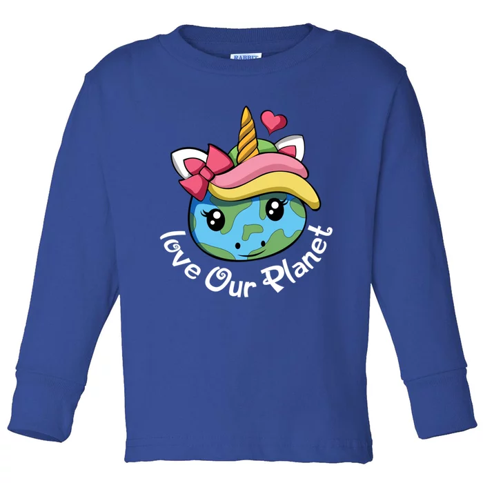 Love Planet Unicorn World Planet Hour Day Earth Cool Gift Toddler Long Sleeve Shirt