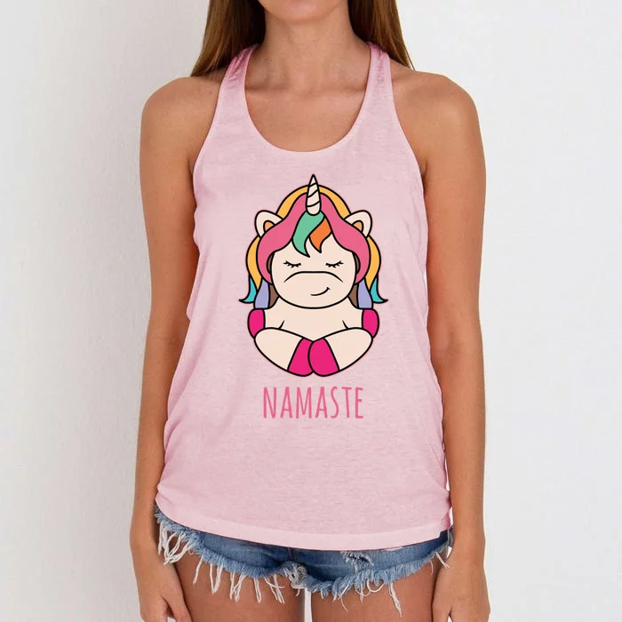 Lotus Pose Unicorn Yoga Namaste Yoga Day Funny Gift Women's Knotted Racerback Tank