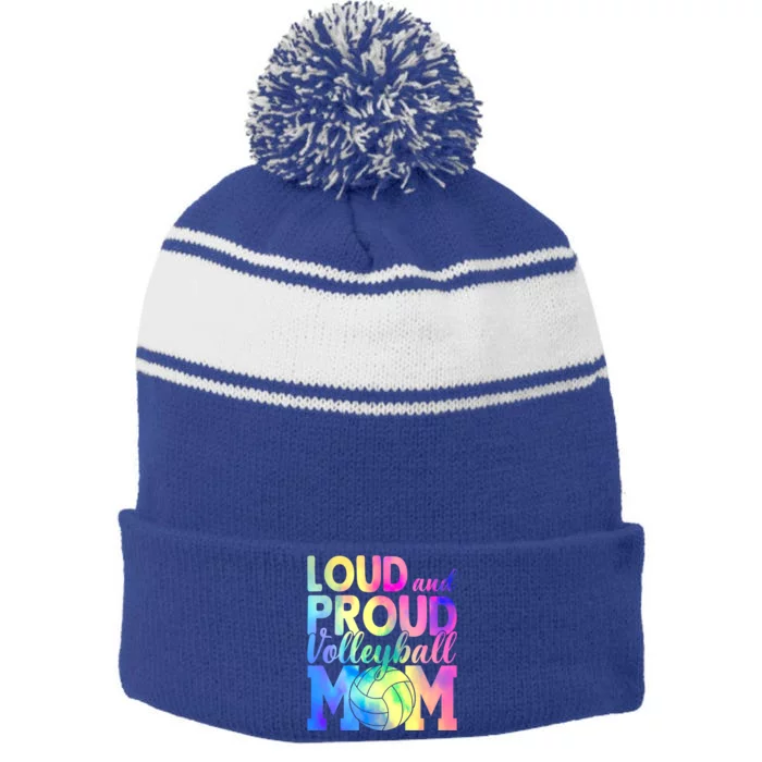 Loud Proud Volleyball Mama Volleyball Mom Game Day Vibes Cute Gift Stripe Pom Pom Beanie