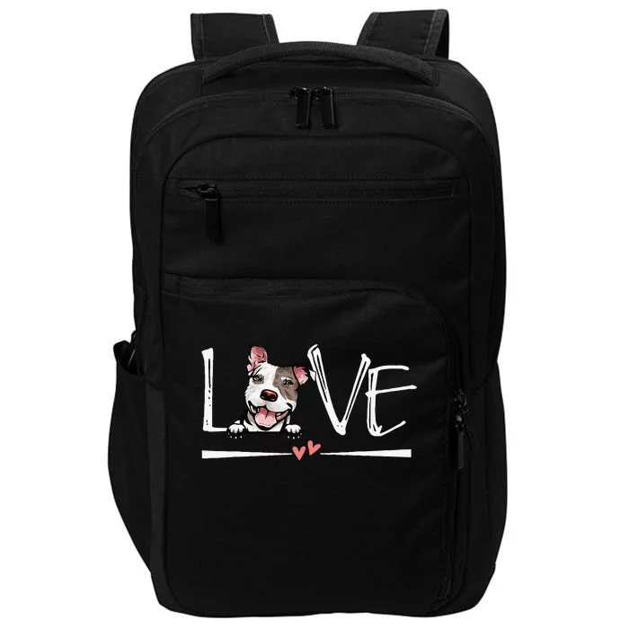 Love Pitbull Valentines Day Funny Pitbull Dog Owner Impact Tech Backpack