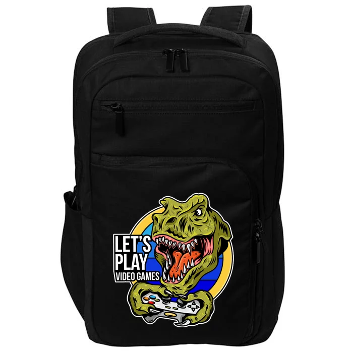 Lets Play Video Games T Rex Impact Tech Backpack