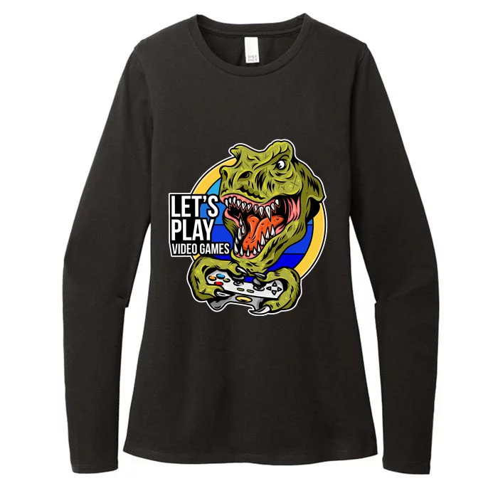 Lets Play Video Games T Rex Womens CVC Long Sleeve Shirt