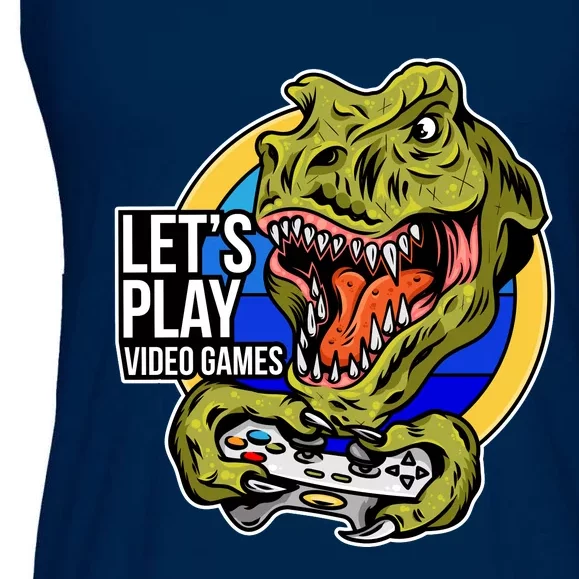 Lets Play Video Games T Rex Ladies Essential Flowy Tank