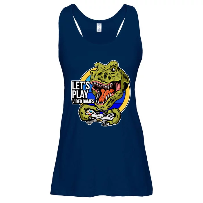 Lets Play Video Games T Rex Ladies Essential Flowy Tank