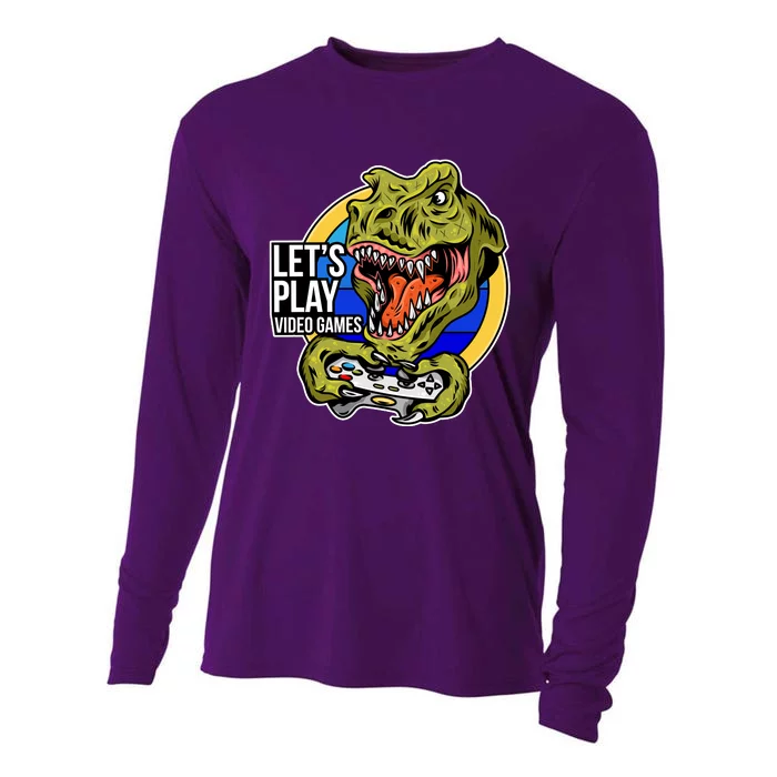 Lets Play Video Games T Rex Cooling Performance Long Sleeve Crew