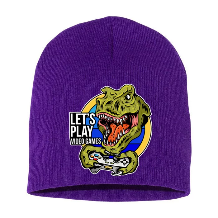 Lets Play Video Games T Rex Short Acrylic Beanie