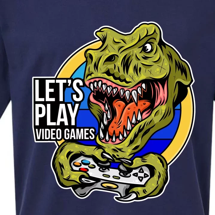 Lets Play Video Games T Rex Sueded Cloud Jersey T-Shirt