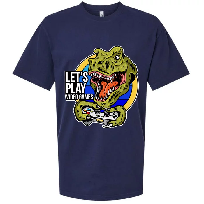 Lets Play Video Games T Rex Sueded Cloud Jersey T-Shirt