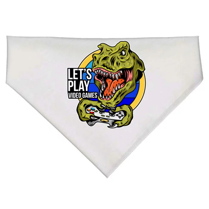 Lets Play Video Games T Rex USA-Made Doggie Bandana