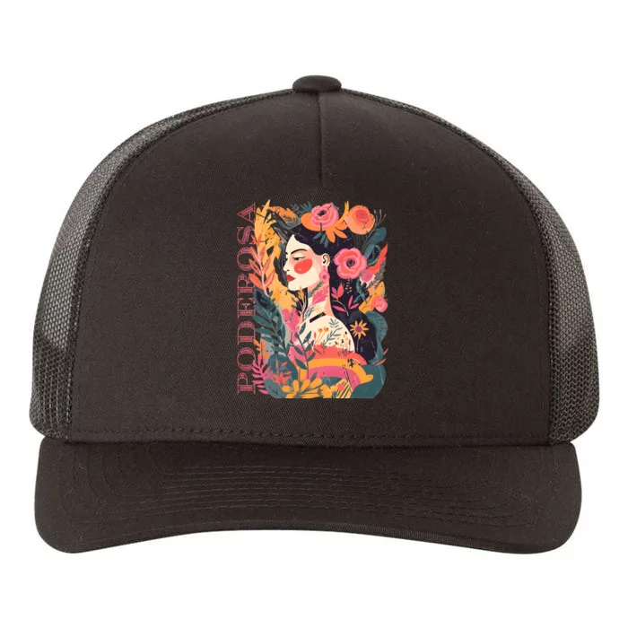 Latina Poderosa Vintage Retro Floral Yupoong Adult 5-Panel Trucker Hat