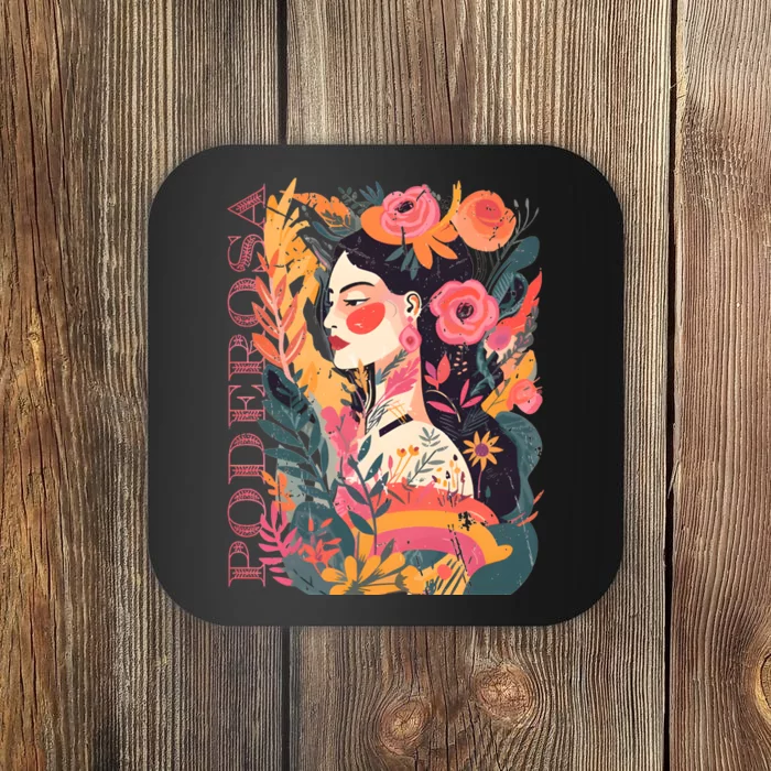 Latina Poderosa Vintage Retro Floral Coaster