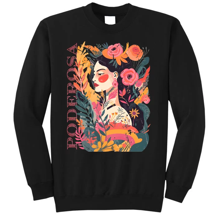 Latina Poderosa Vintage Retro Floral Tall Sweatshirt