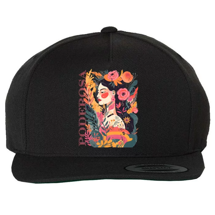 Latina Poderosa Vintage Retro Floral Wool Snapback Cap