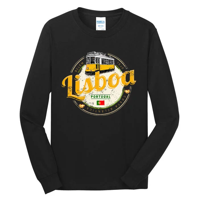 Lisbon Portugal With Retro Tram Vintage Souvenir Tall Long Sleeve T-Shirt