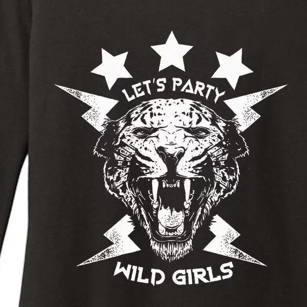 Lets Party Wild Girl Leopard Animal Womens CVC Long Sleeve Shirt