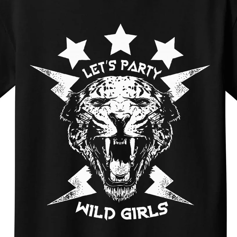 Lets Party Wild Girl Leopard Animal Kids T-Shirt