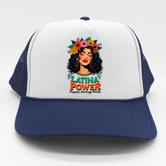 Latina Power Wo Hispanic Heritage Month 2024 Flowers Trucker Hat