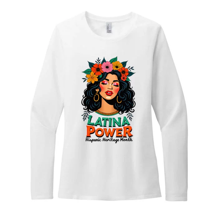 Latina Power Wo Hispanic Heritage Month 2024 Flowers Womens CVC Long Sleeve Shirt