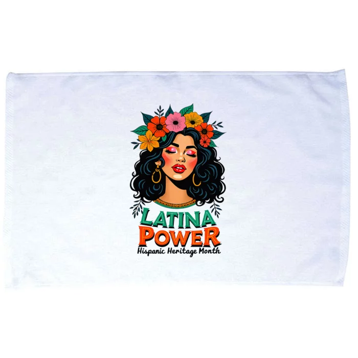 Latina Power Wo Hispanic Heritage Month 2024 Flowers Microfiber Hand Towel