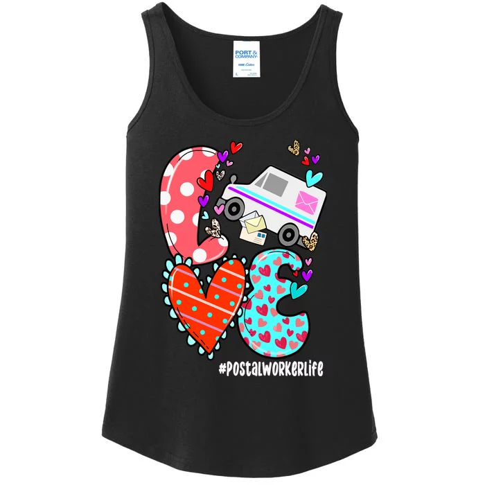 Love Postal Worker Life Leopard Heart ValentineS Day Gifts Ladies Essential Tank