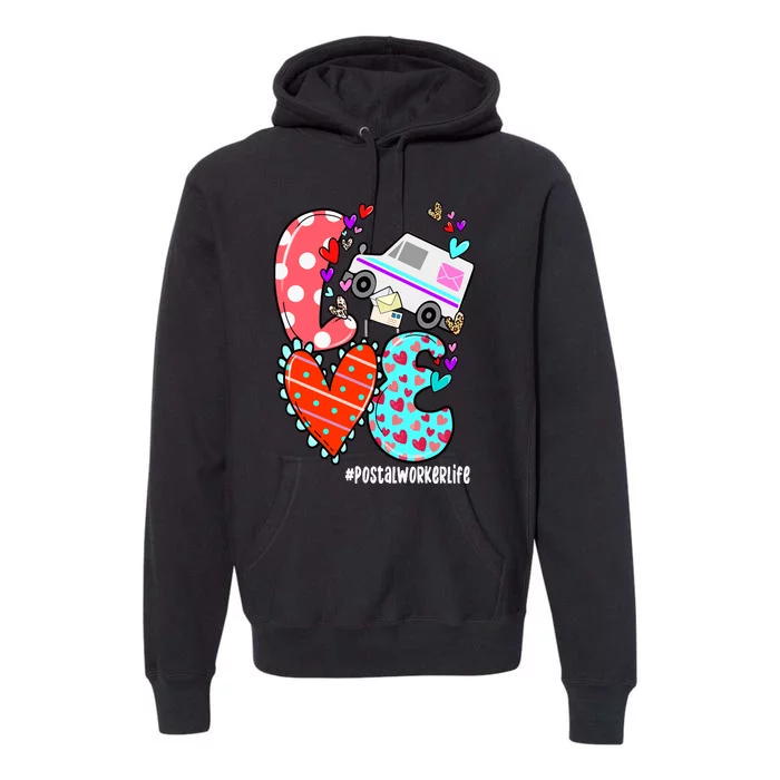 Love Postal Worker Life Leopard Heart ValentineS Day Gifts Premium Hoodie