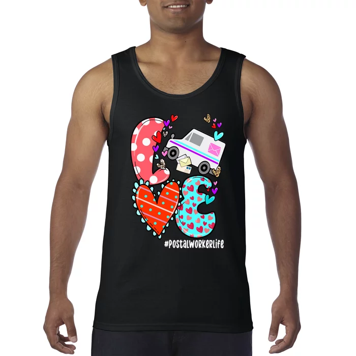 Love Postal Worker Life Leopard Heart ValentineS Day Gifts Tank Top