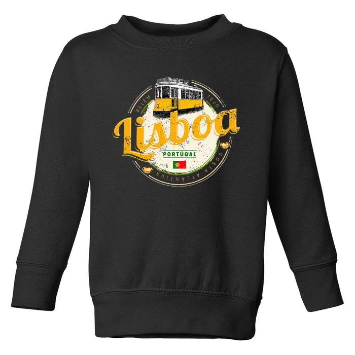 Lisbon Portugal With Retro Tram Vintage Souvenir Toddler Sweatshirt