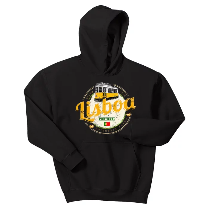 Lisbon Portugal With Retro Tram Vintage Souvenir Kids Hoodie