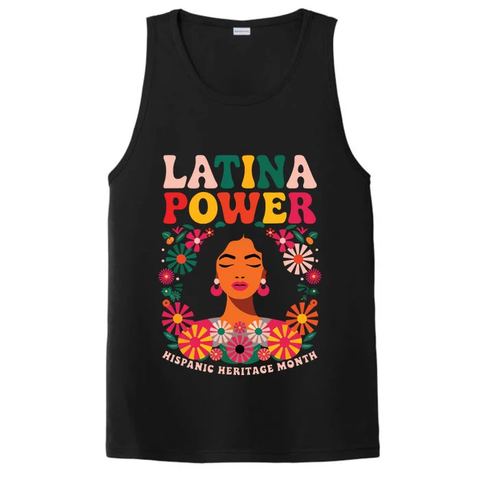 Latina Power Women Hispanic Heritage Month Flowers Performance Tank