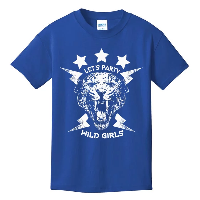 Lets Party Wild Girl Leopard Animal Kids T-Shirt