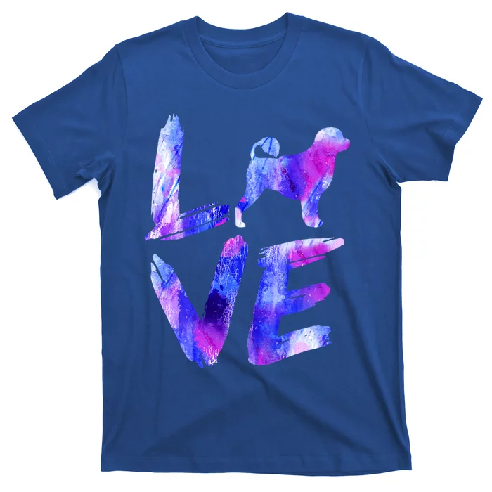 Love Portuguese Water Dog Watercolor Blue Dog Mom Dad Gift T-Shirt