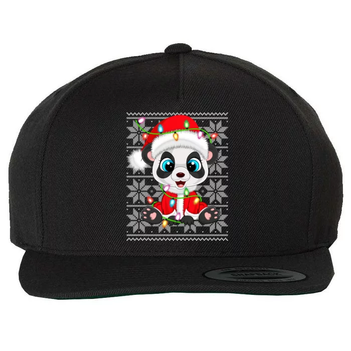 Lighting Panda Xmas Ugly Sweater Santa Panda Christmas Gift Wool Snapback Cap