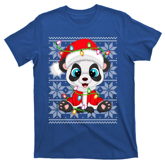 Lighting Panda Xmas Ugly Sweater Santa Panda Christmas Gift T-Shirt