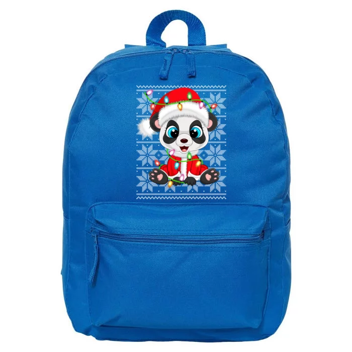 Lighting Panda Xmas Ugly Sweater Santa Panda Christmas Gift 16 in Basic Backpack