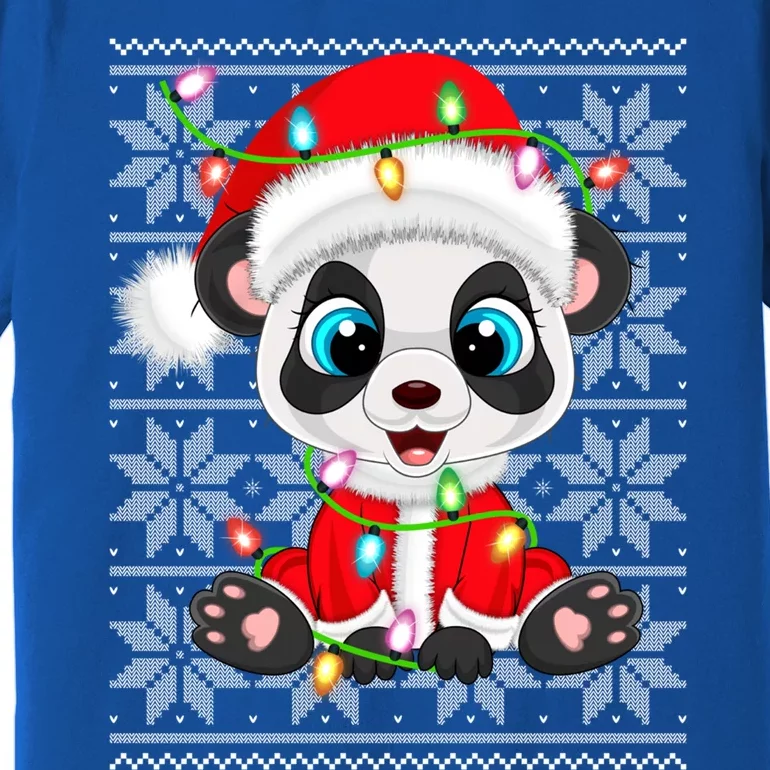 Lighting Panda Xmas Ugly Sweater Santa Panda Christmas Gift Premium T-Shirt